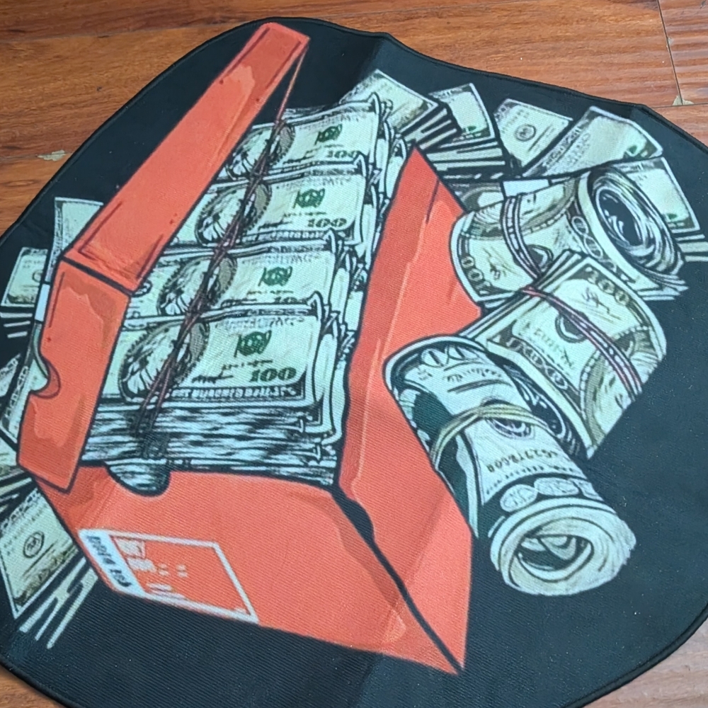 Black and Orange Money Box Door Mat
